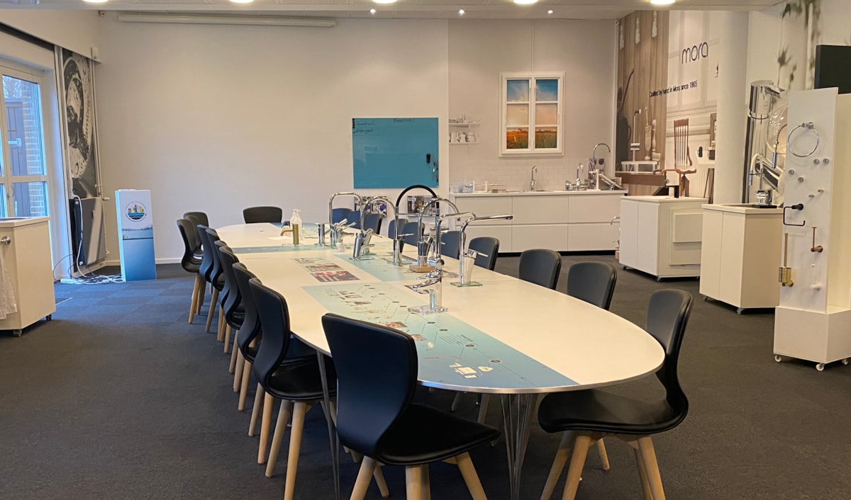 Billedet viser et showroom hos FM. Mattsson p&aring; Abildager 26