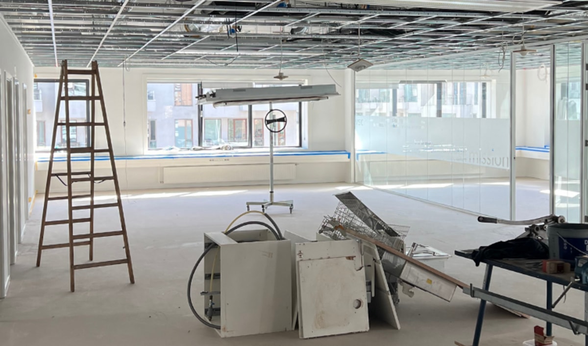 Billedet viser ombygningen af Centricas nye kontor p&aring; Havneholmen 25