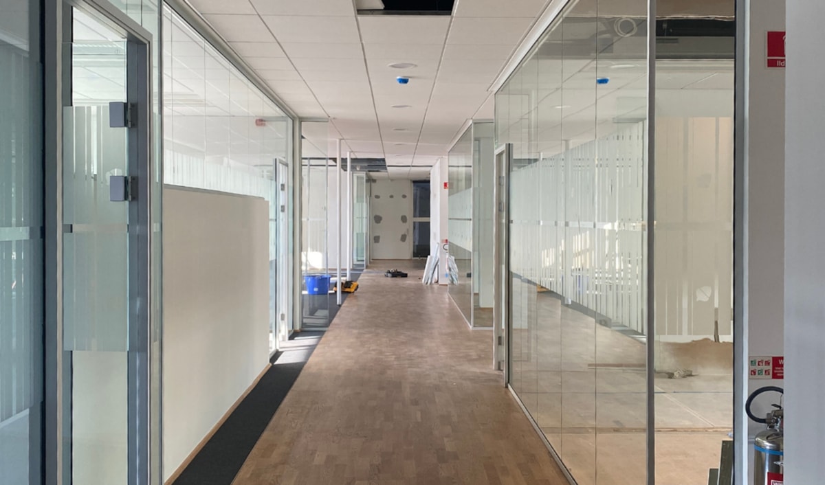 Billedet viser ombygningen af Middelfart Sparekasses nye kontor p&aring; Kalvebod Brygge 45